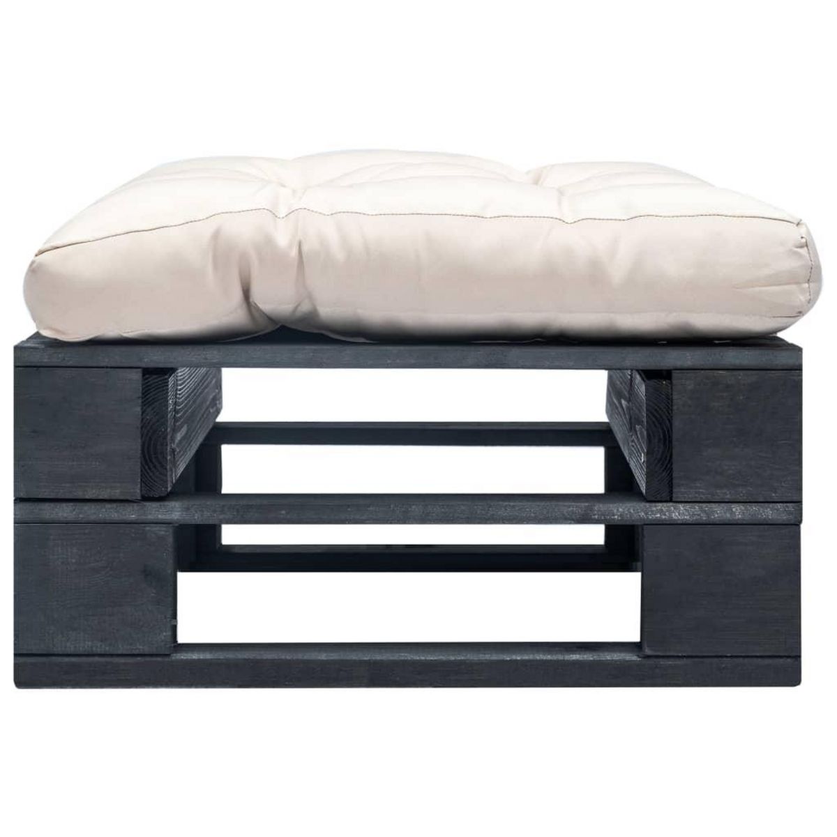 VIDAXL Repose-pied palette de jardin et coussin sable Bois noir