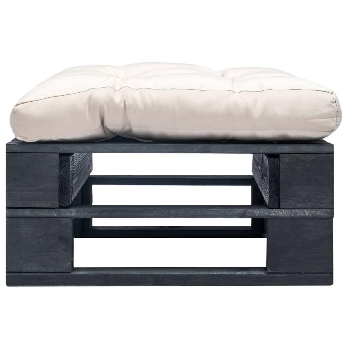 VIDAXL Repose-pied palette de jardin et coussin sable Bois noir
