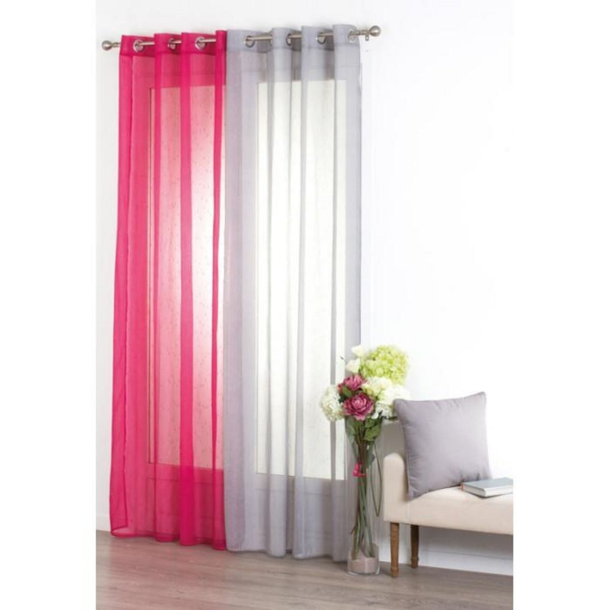 ATMOSPHERA Rideau Voilage  Rayure  140x240cm Gris