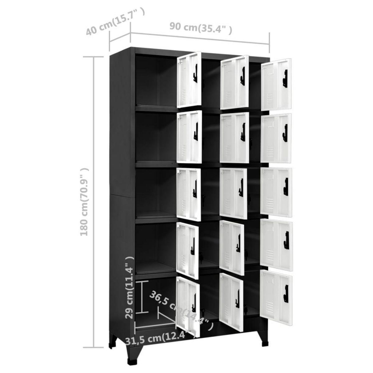 VIDAXL Armoire a casiers Anthracite et blanc 90x40x180 cm Acier