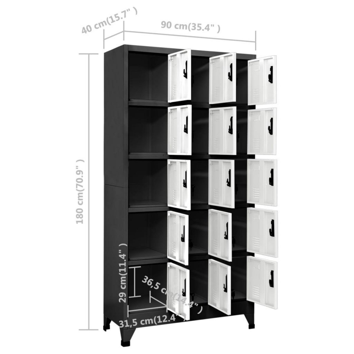 VIDAXL Armoire a casiers Anthracite et blanc 90x40x180 cm Acier