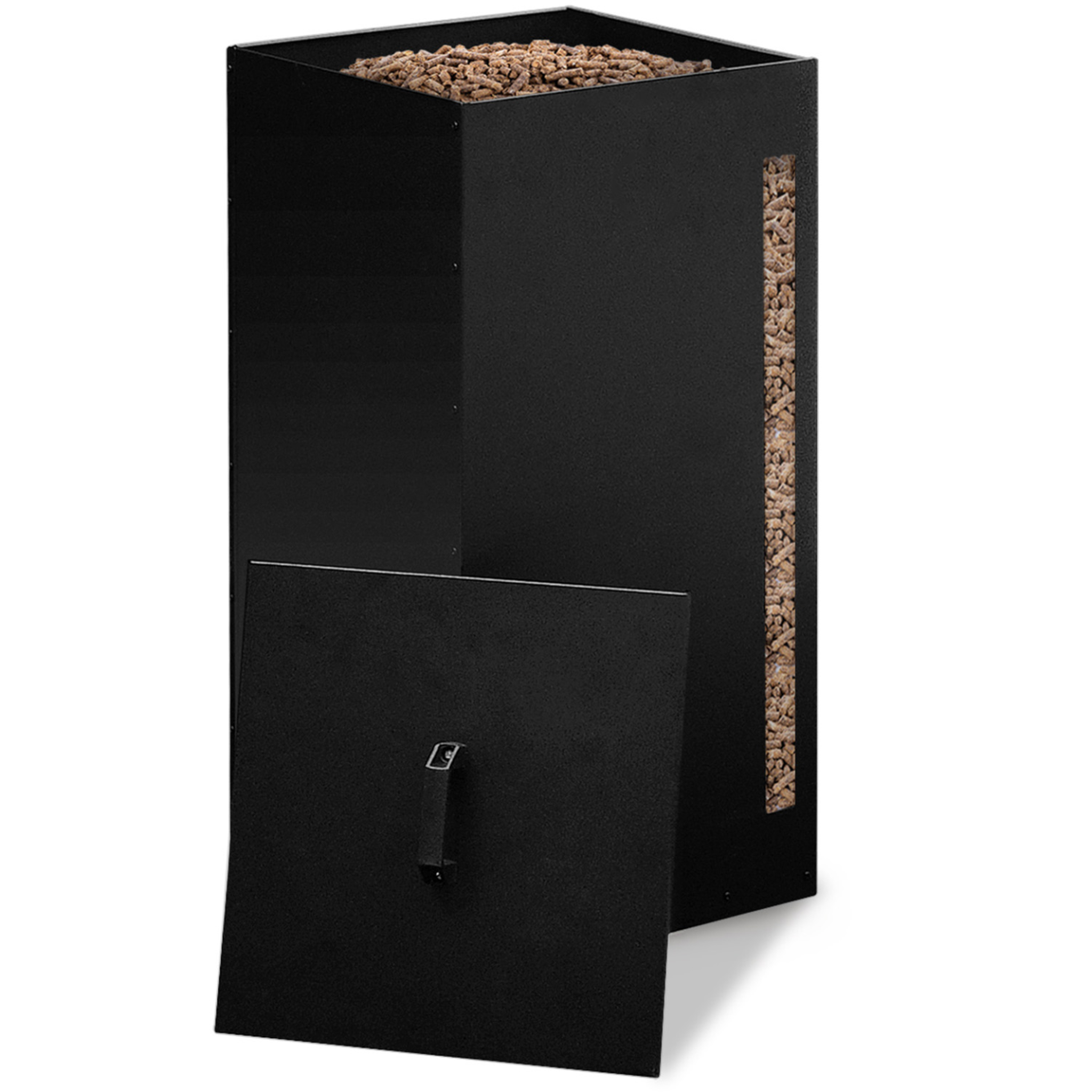 Voir la diapositive 4 : ID MARKET Réservoir à granulés 30 kg noir rangement à pellets 35 x 35 x 53,5 cm