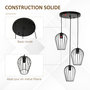 Voir la diapositive 4 : HOMCOM Lustre suspension style industriel 3 lampes 40 W 230 V hauteur réglable dim. 38L x 38l x 145H cm métal filaire noir