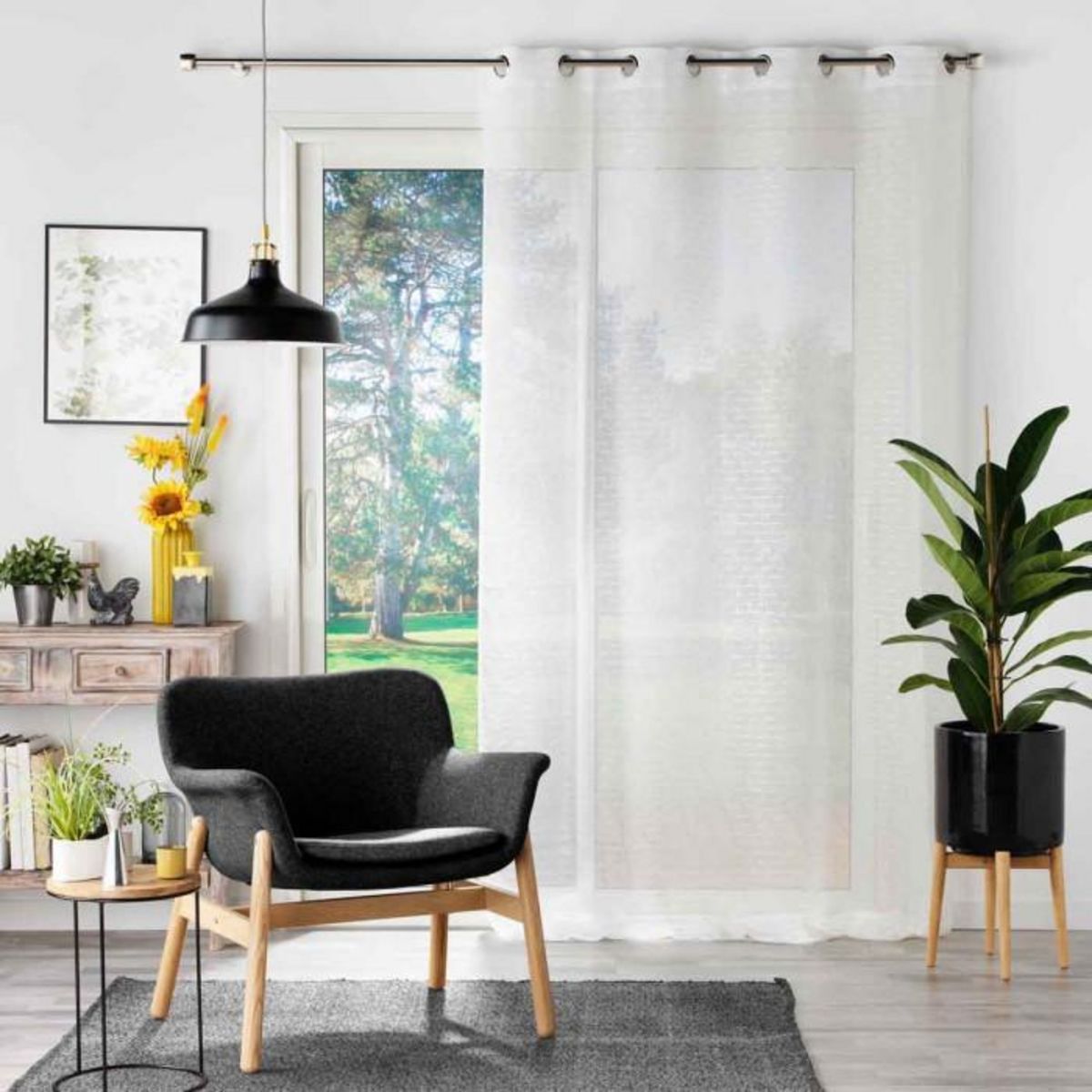 Paris Prix Rideau Voilage à Œillets  Cyrielle  140x240cm Blanc