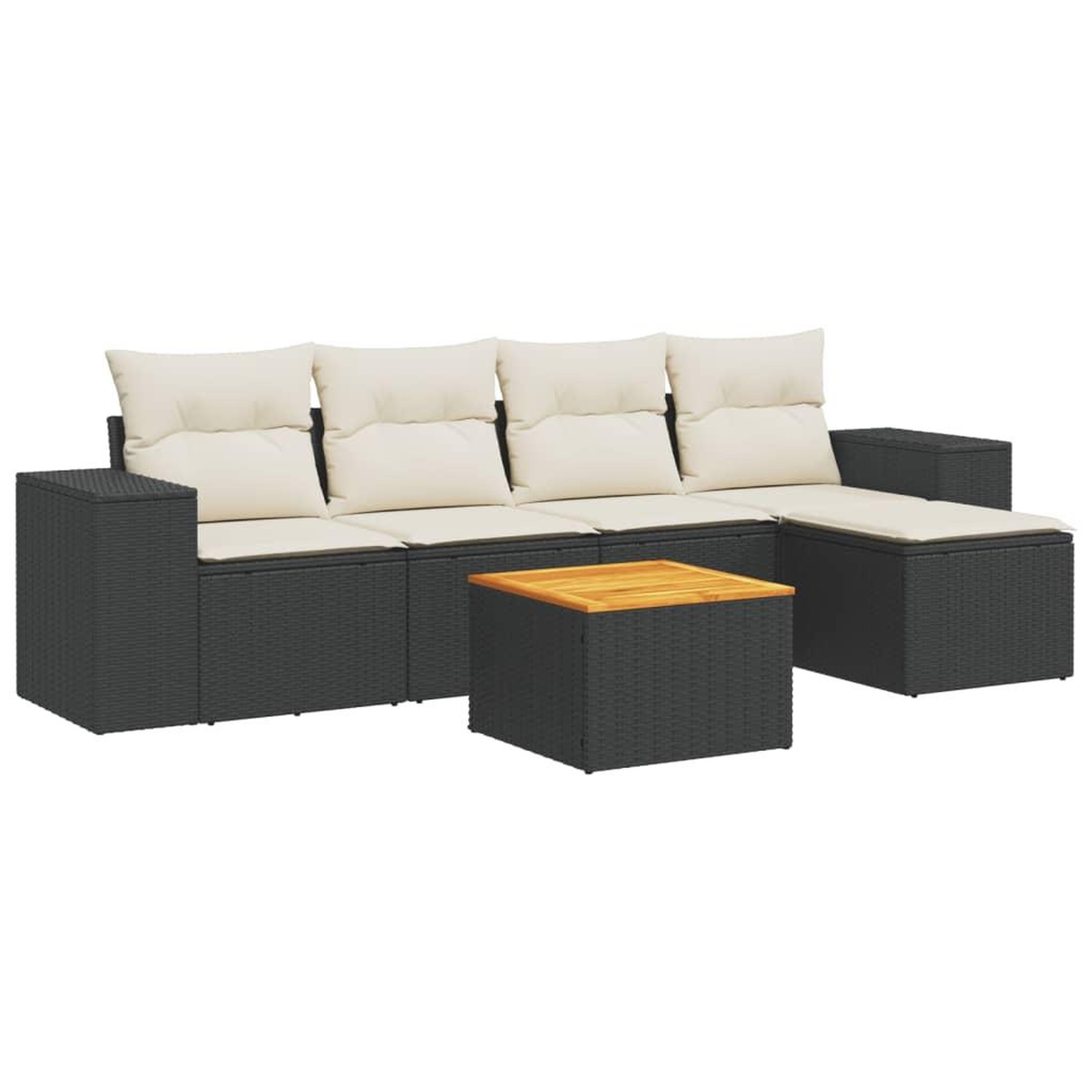 Voir la diapositive 2 : VIDAXL Salon de jardin 6 pcs avec coussins noir resine tressee