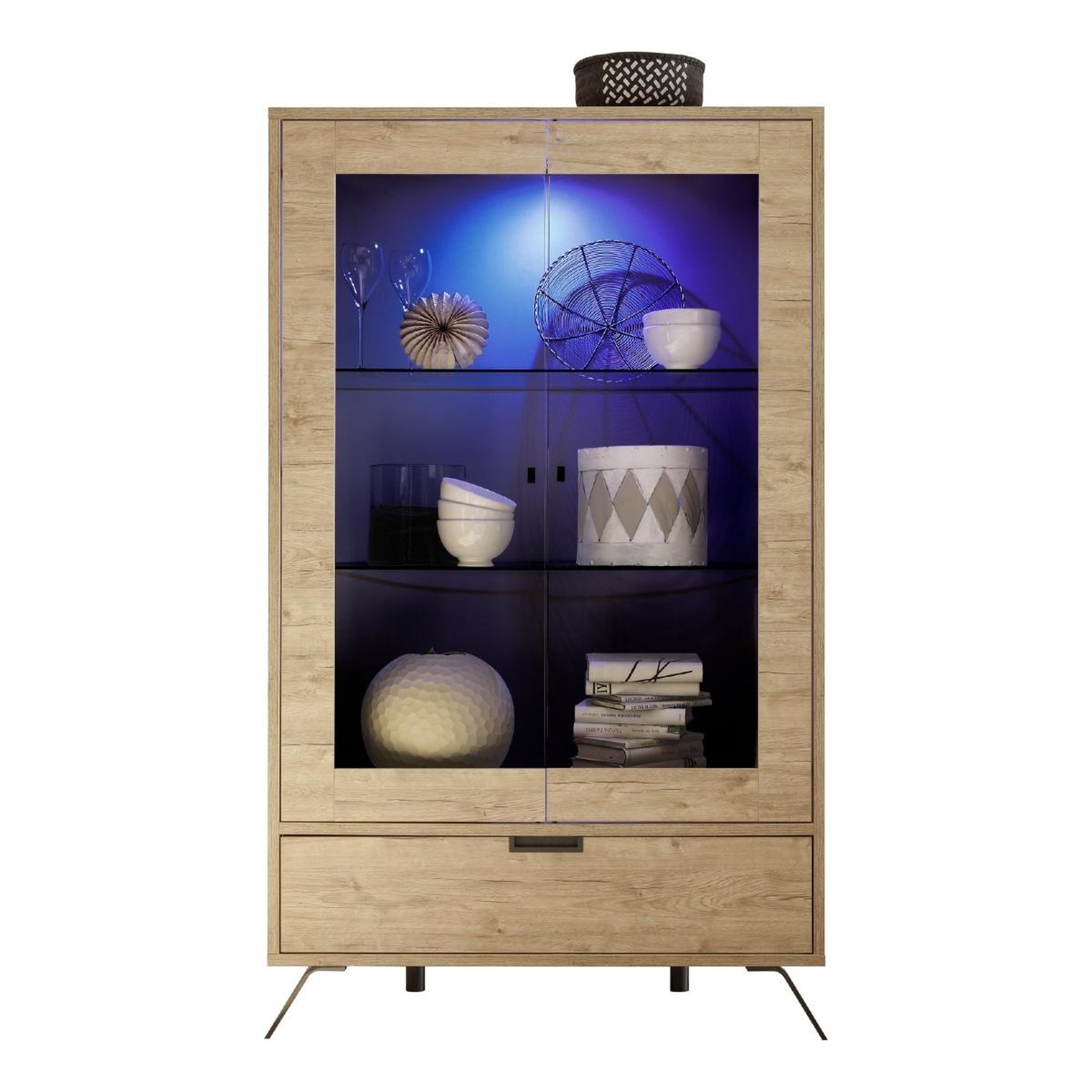 JLC KREATION Vitrine moderne en bois 2 portes vitrées DIANA