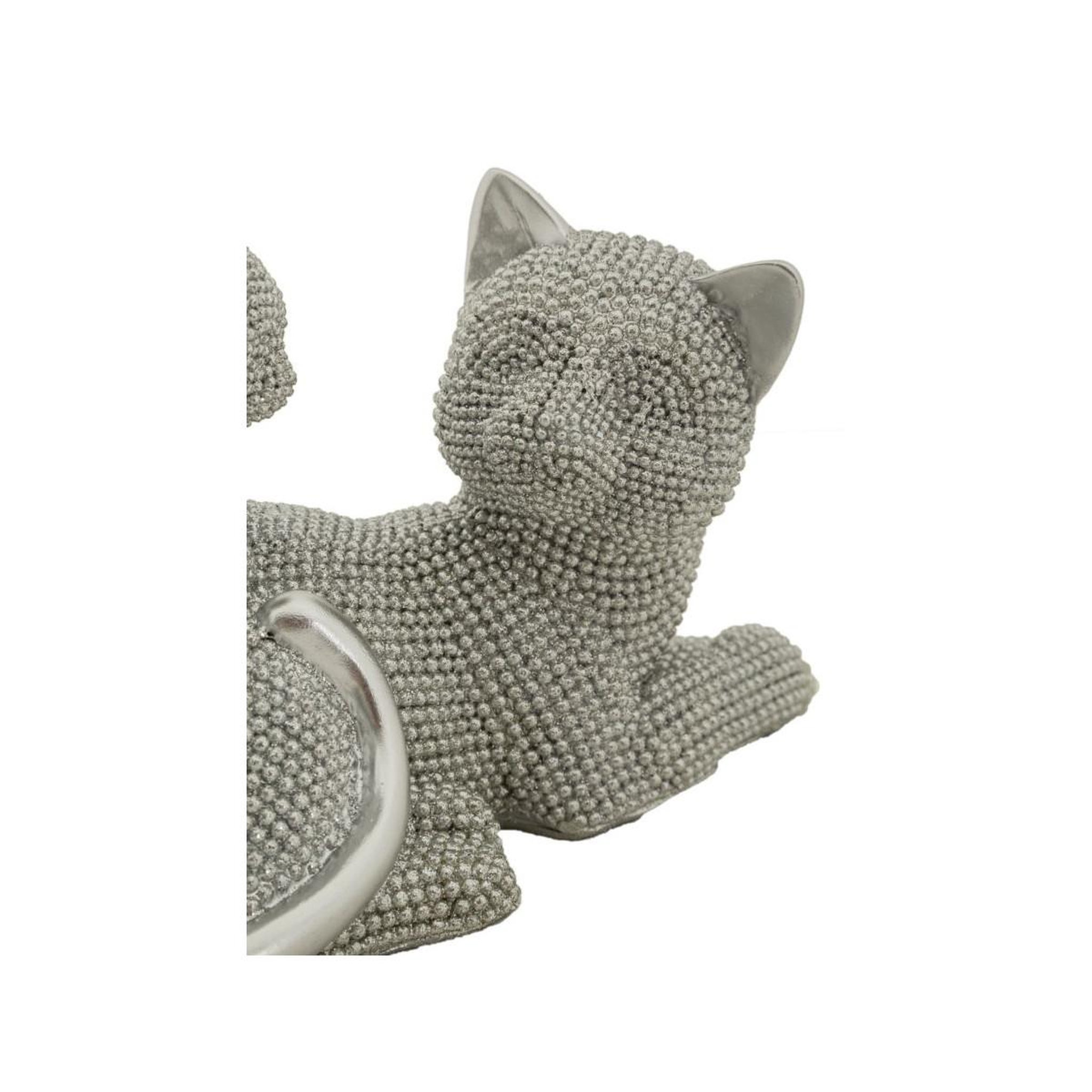 Voir la diapositive 4 : Paris Prix Statuette déco maman chat & chaton  sparky  19cm argent