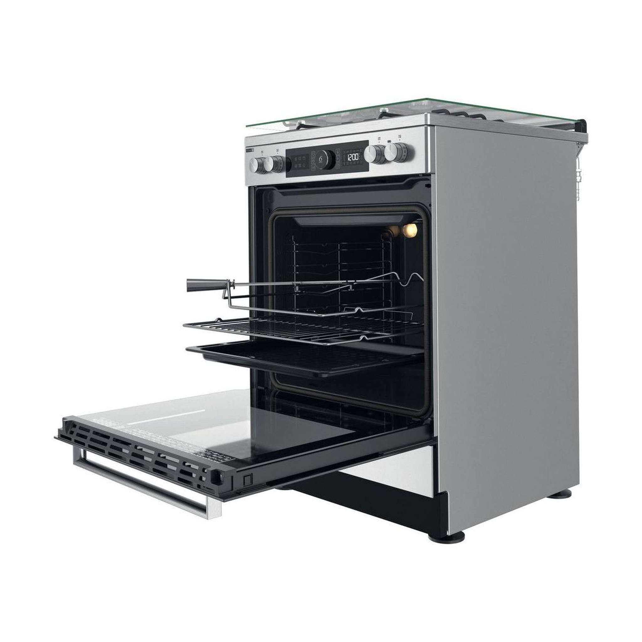 Voir la diapositive 5 : Whirlpool Cuisinière mixte WS68M8APX/E/1
