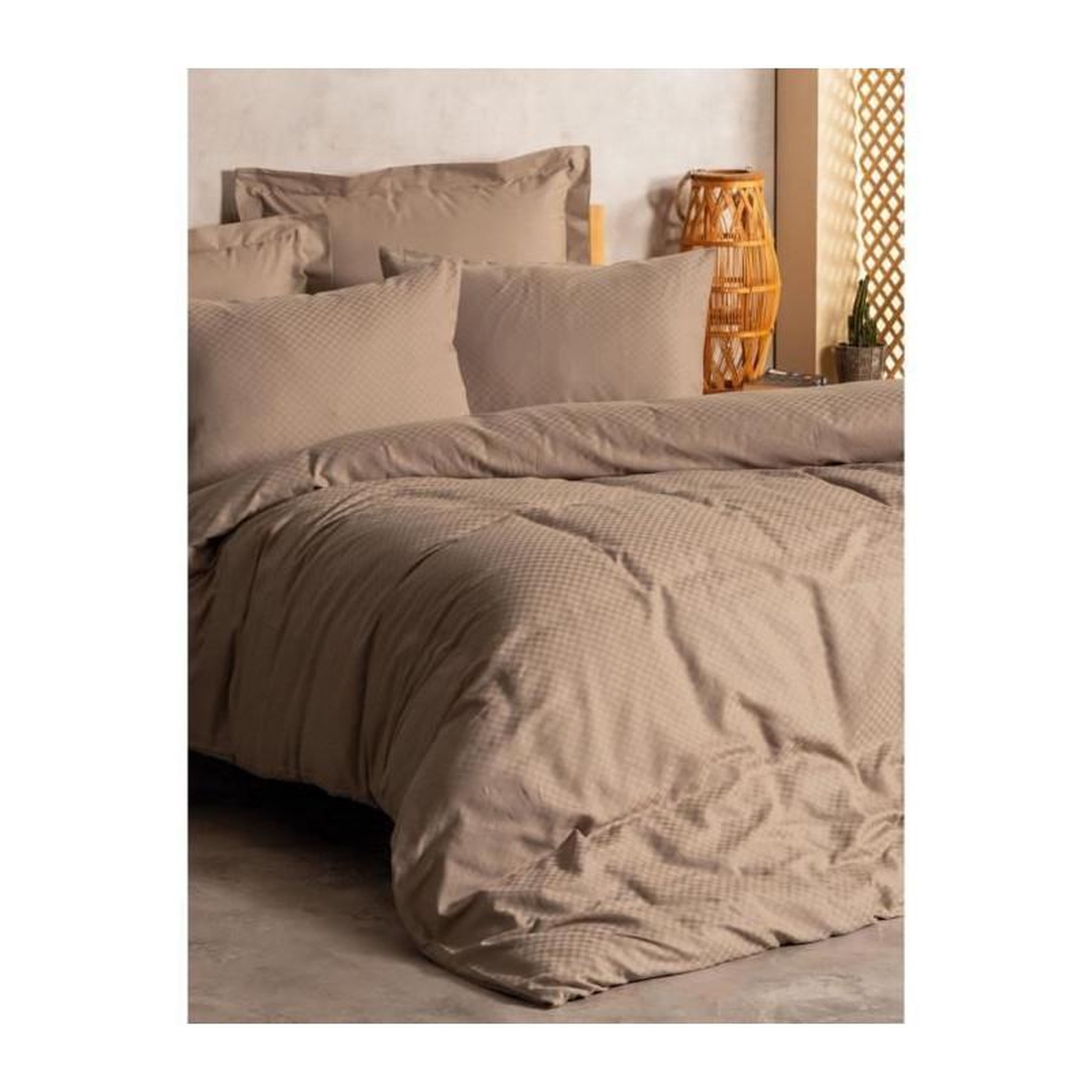 Voir la diapositive 3 : GENERIQUE Parure de lit - 129CTN64624 - 1 housse de couette 220 x 240 cm + 2 taies d'oreiller 60 x 60 cm - 100% coton ranforcé - Vison