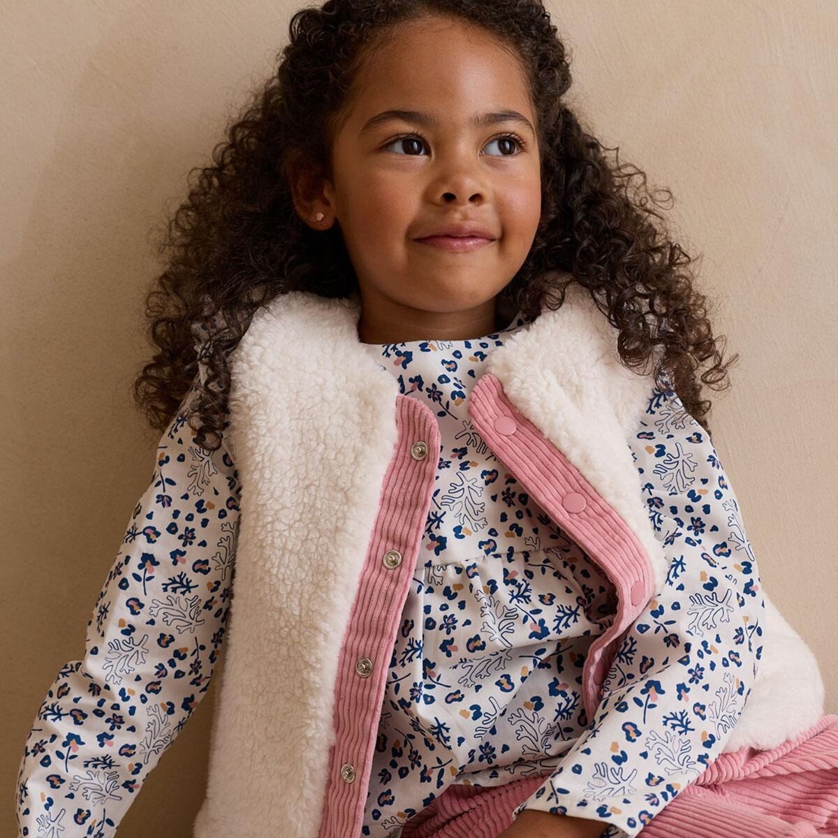 Petit Béguin Veste sans manches enfant réversible en sherpa Céleste