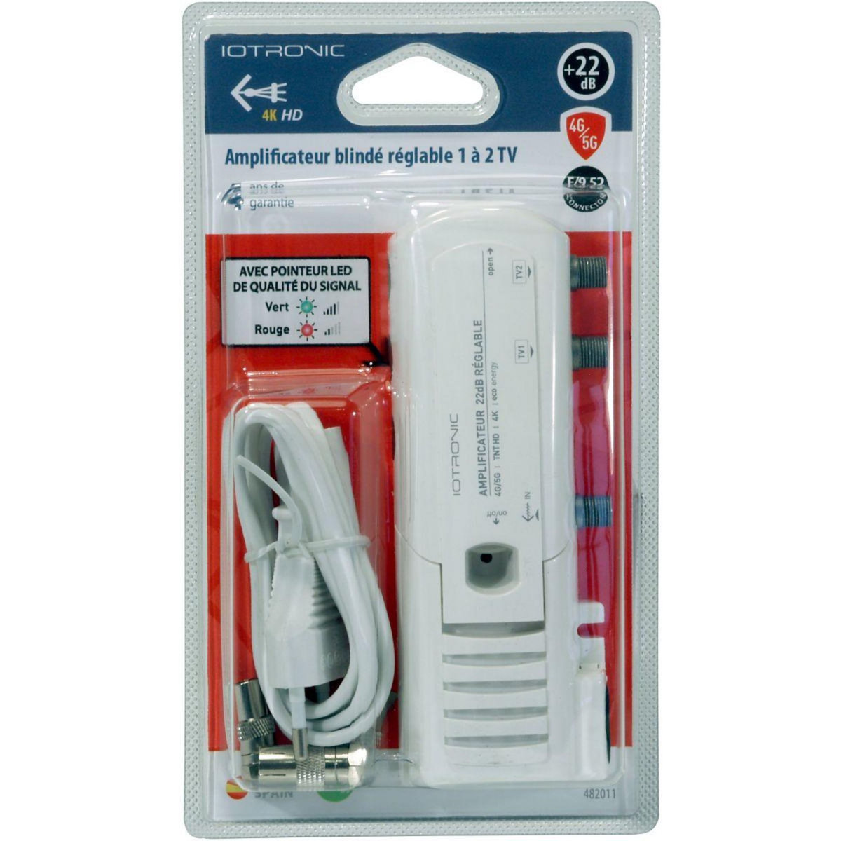 TELEVES Amplificateur TV intérieur 2 TV 22db réglable avec LED