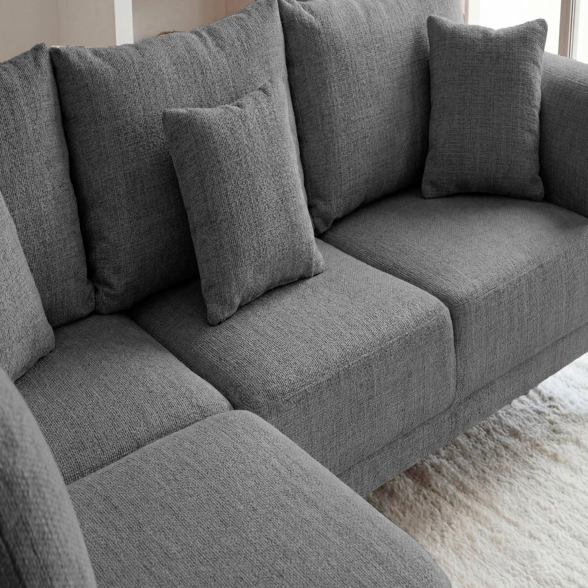 Voir la diapositive 4 : CASANOVA PARIS Bianca - canapé d'angle tissu chenille 4 places