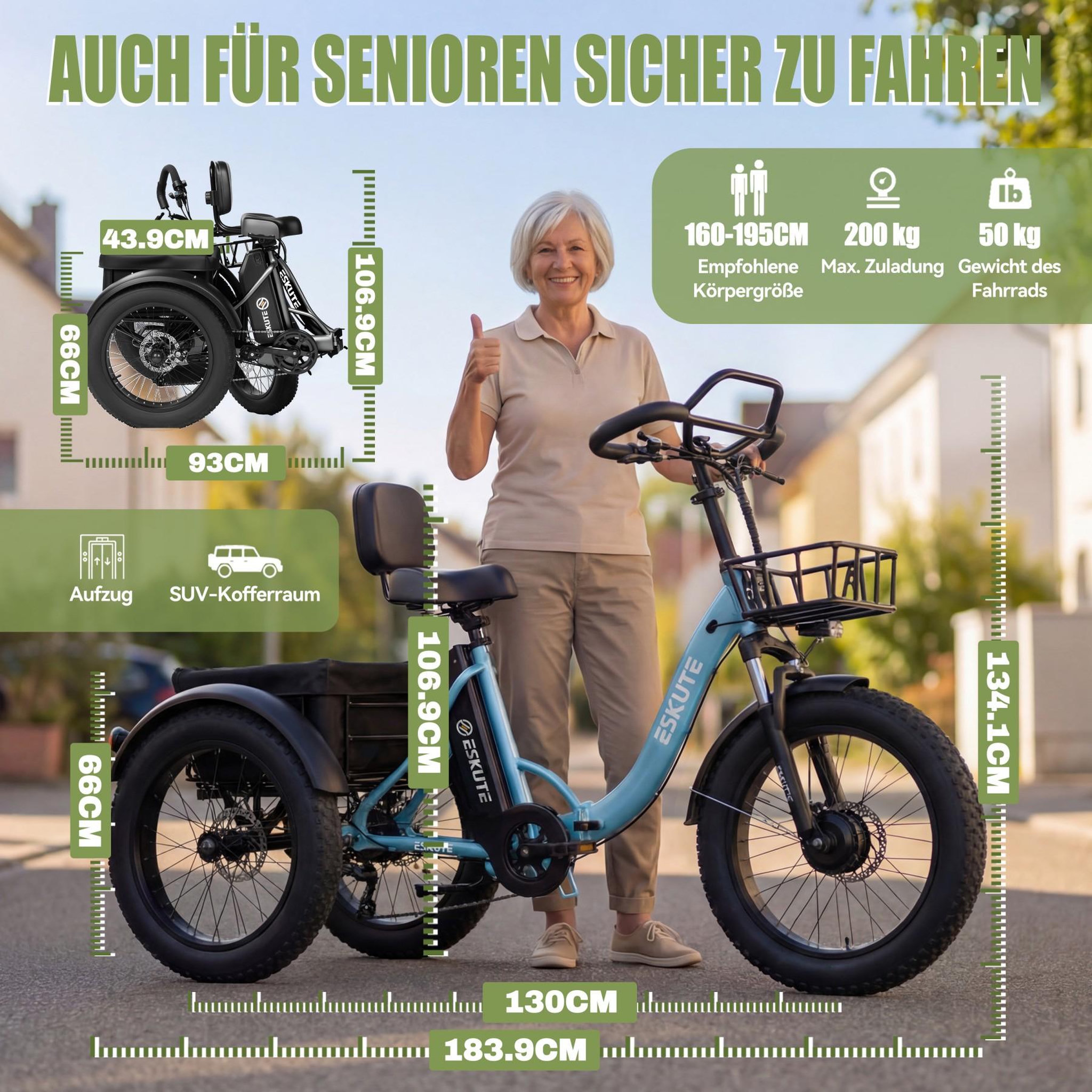 Voir la diapositive 6 : ESKUTE Tricycle Électrique 20  ESKUTE T302PRO