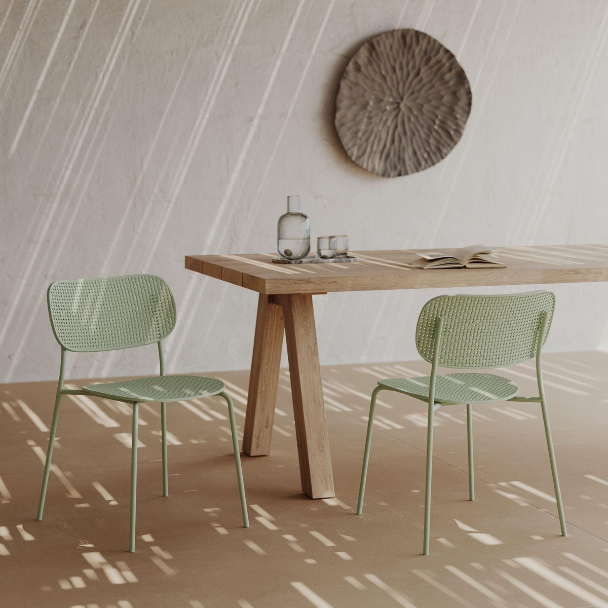 Rendez vous déco Lot de 2 chaises de jardin empilables Géa en plastique vert pastel-Géa
