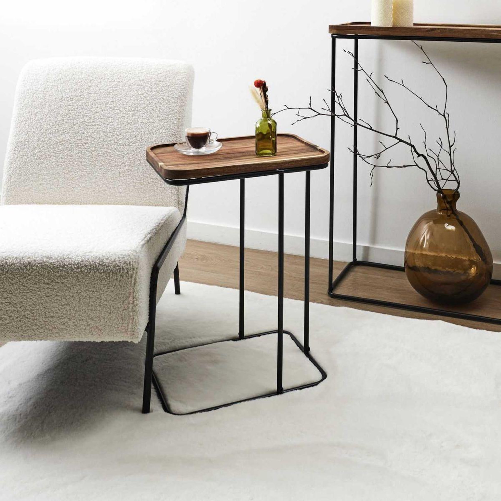 Voir la diapositive 5 : The Home Deco Factory Table d'Appoint Bout de Canapé en Bois  Acacia  55cm Marron