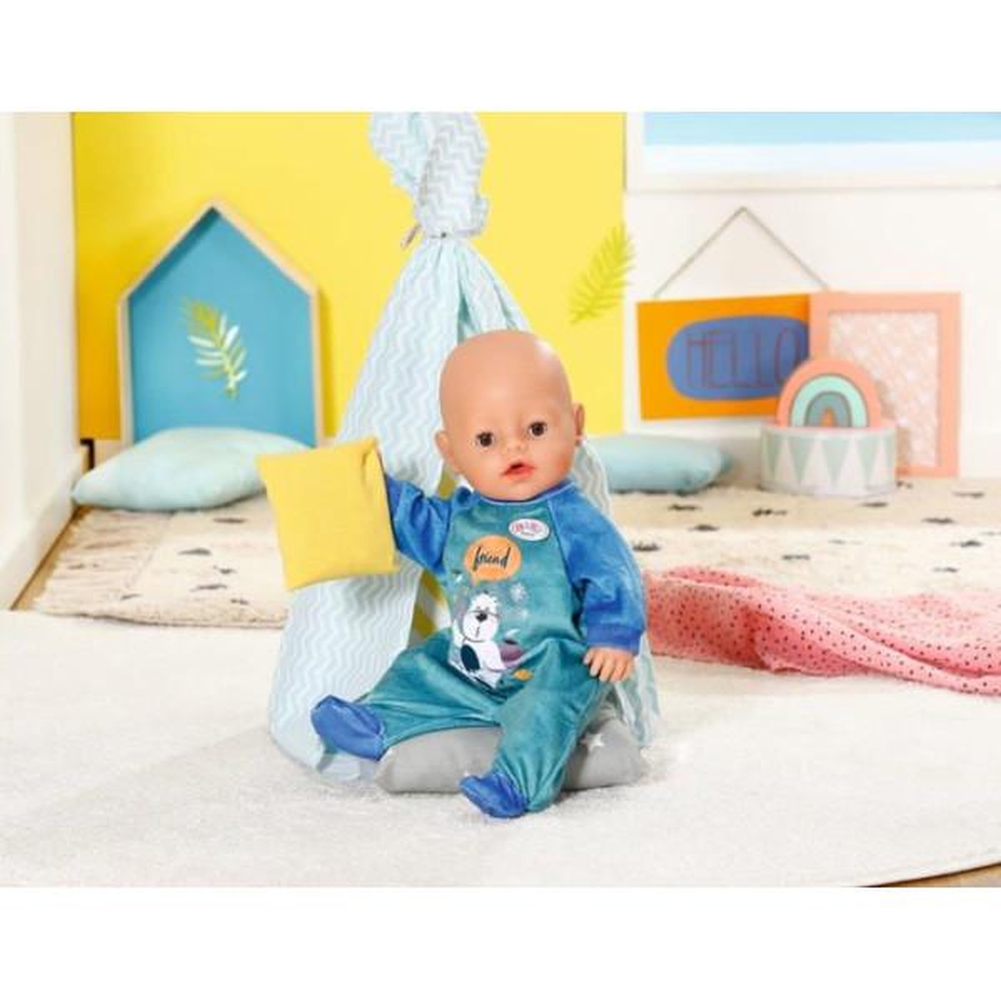 Voir la diapositive 3 : Zapf Creation Combinaison - baby born - bleue - motif ours - avec cintre - pour poupon 43cm