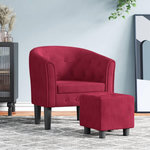VIDAXL Fauteuil avec repose-pied rouge bordeaux velours