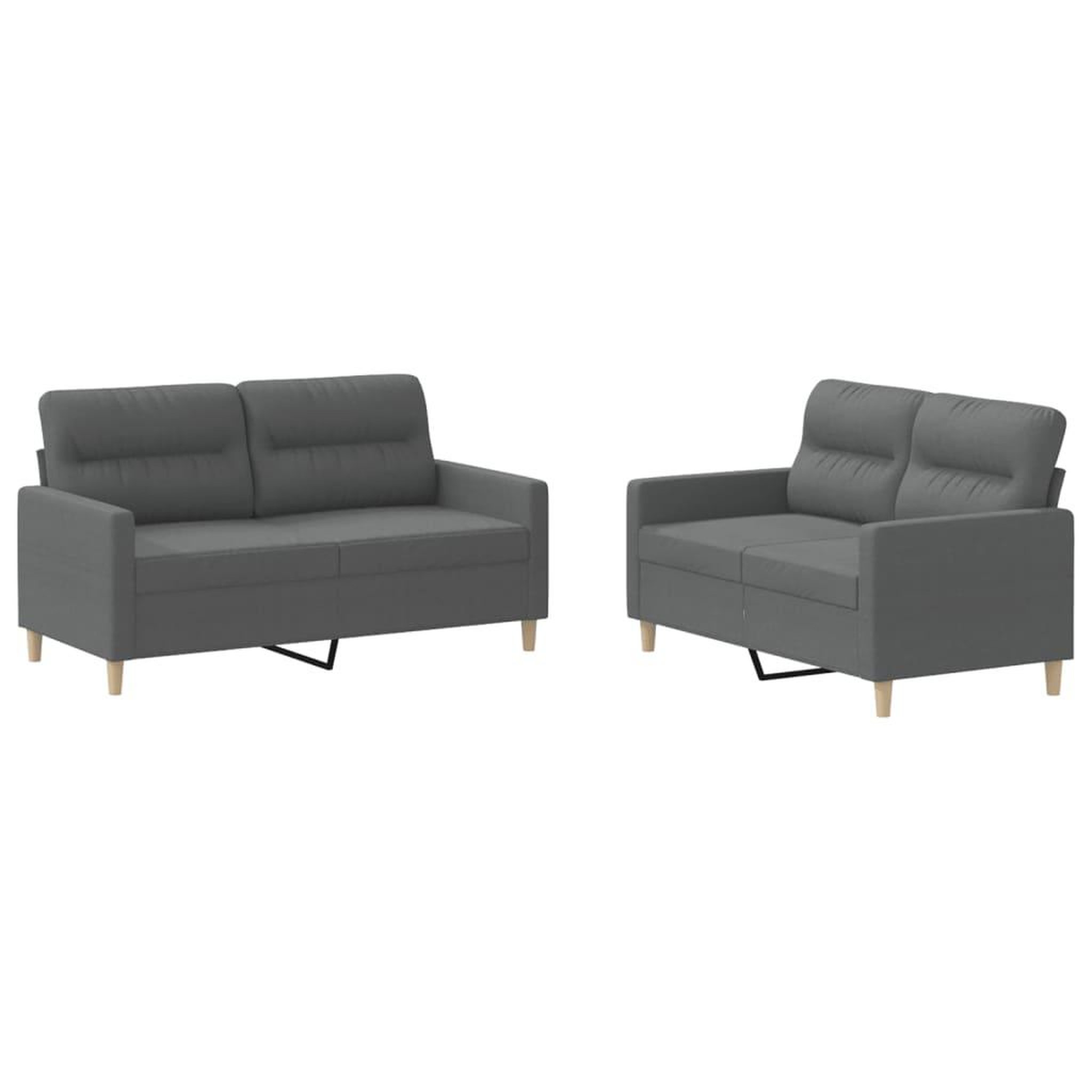 Voir la diapositive 2 : VIDAXL Ensemble de canapes 2 pcs avec coussins Gris fonce Tissu