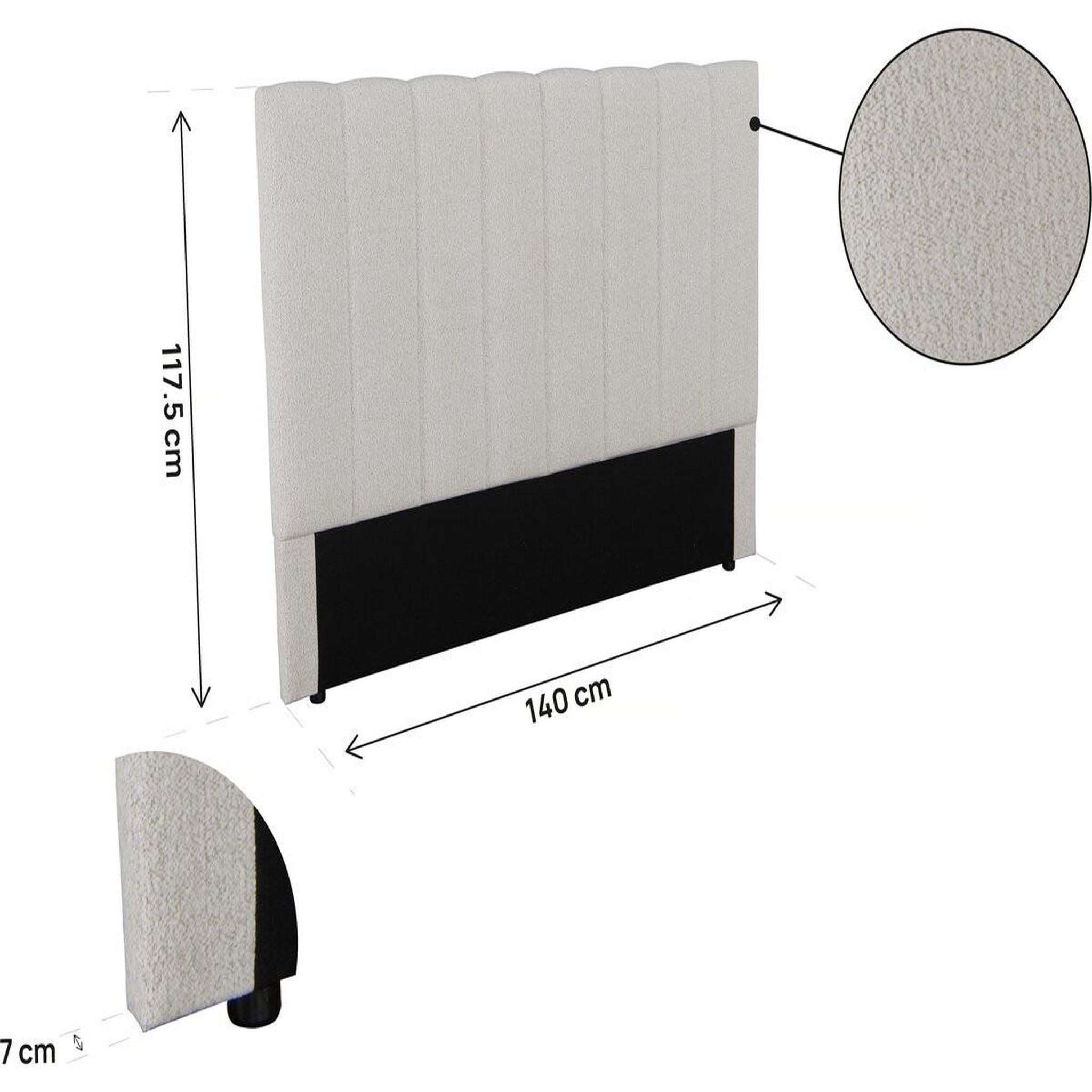 Voir la diapositive 3 : Habitat et Jardin Tête de lit en tissu texturé  val thorens  - beige - 140 cm