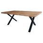 Voir la diapositive 2 : Table à manger 8 personnes en chêne massif finition huilée et pieds métal 200 cm PHILIPPINE