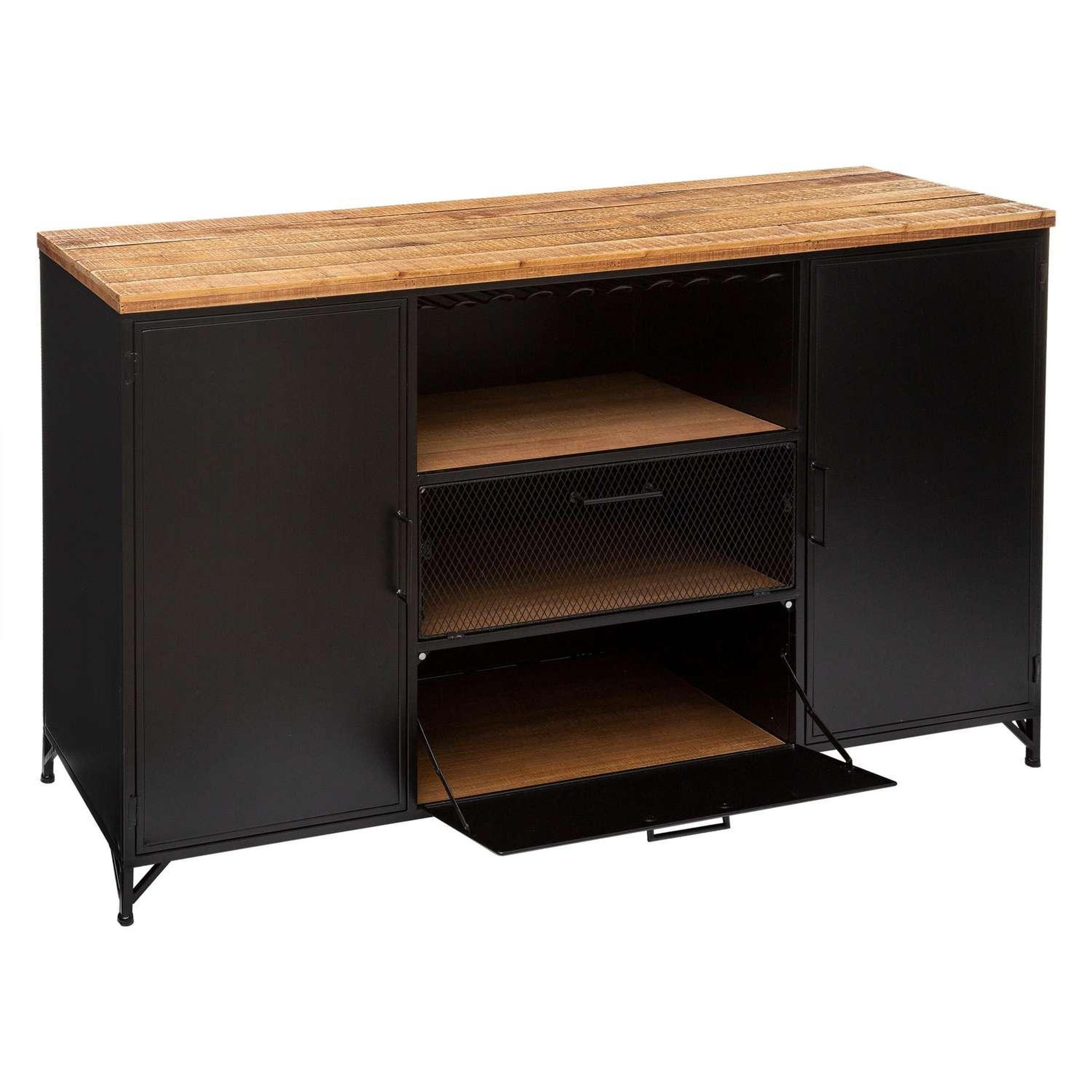 Voir la diapositive 4 : ATMOSPHERA Buffet 2 portes et 2 tiroirs en bois CIERNA - Noir et marron
