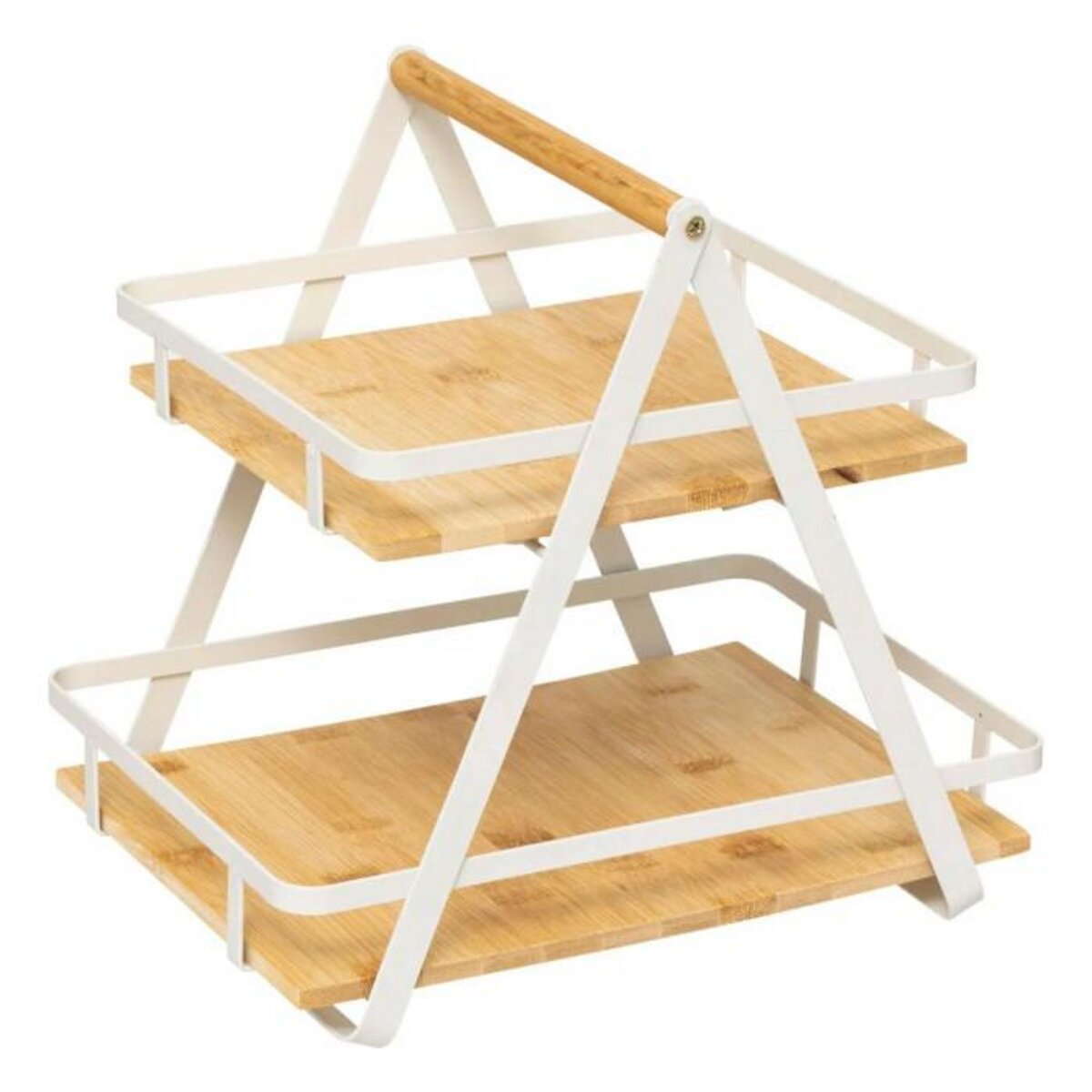 FIVE Étagère de Cuisine 2 Niveaux en Bambou  Ordera  30cm Naturel & Blanc