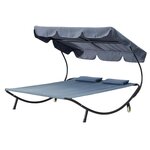 CONCEPT USINE Transat avec pare-soleil 2 personnes gris ALOHA