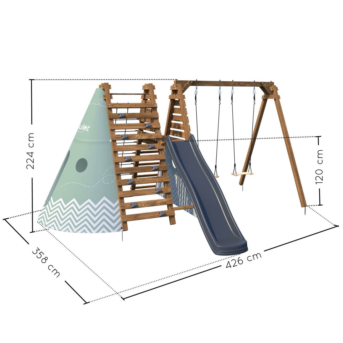 Soulet Aire de jeux avec toboggan - Bois - H2,24m - OLYMPIC APOLLON