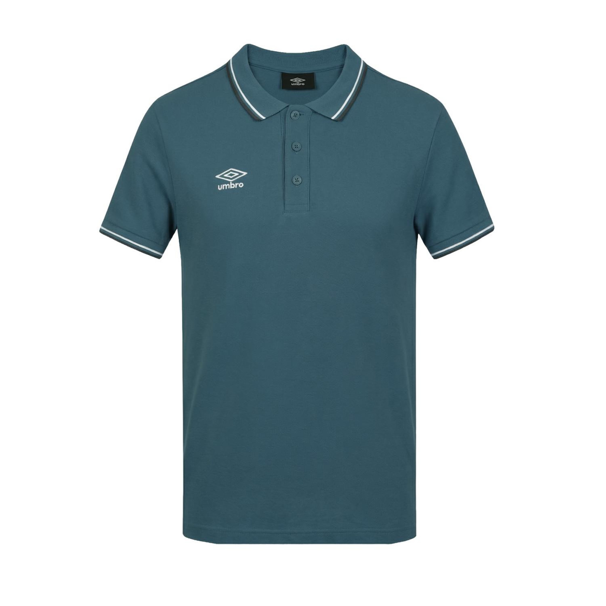 UMBRO Polo homme bicolore en coton pique avec logo brodé 806450. Coloris disponibles : Bleu