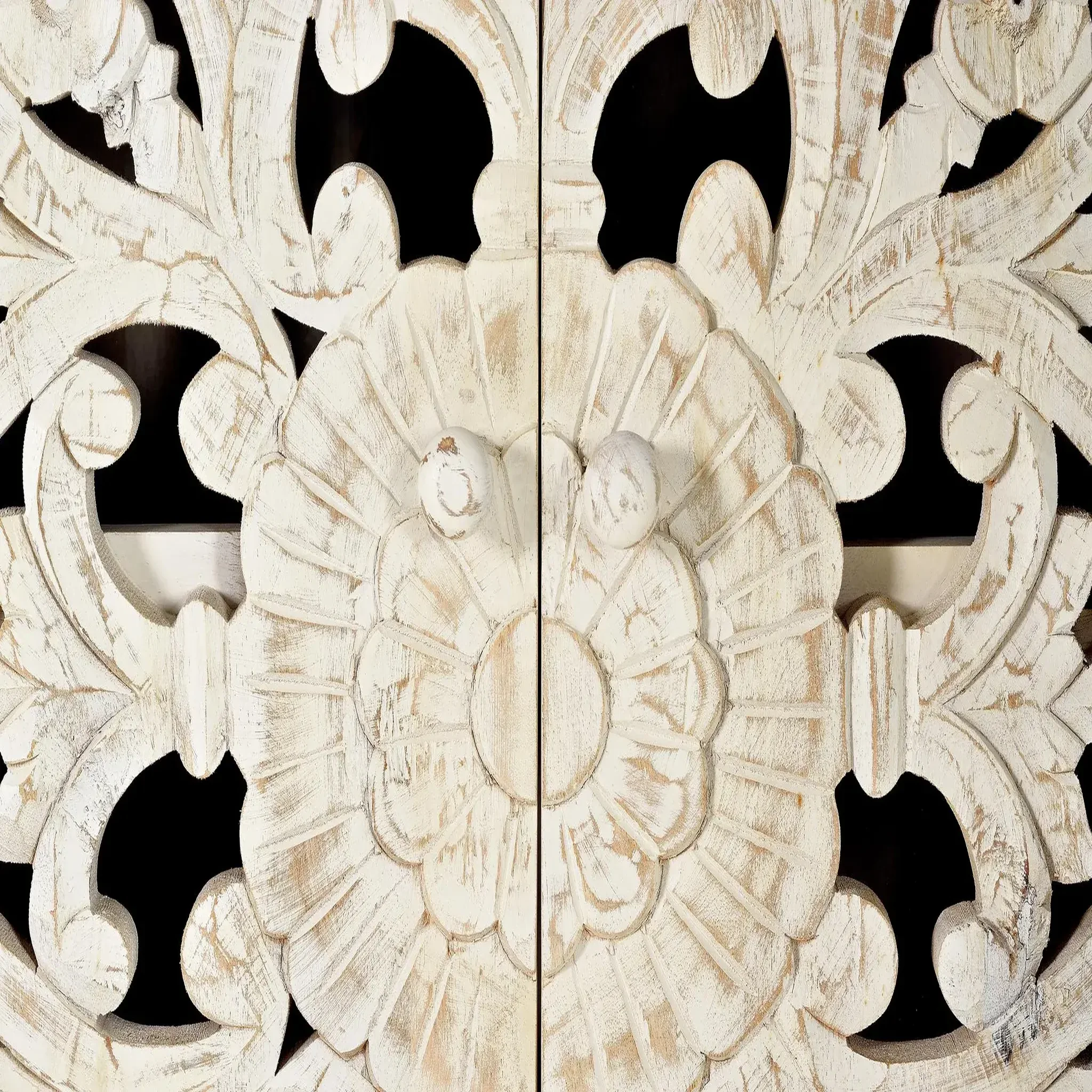 Voir la diapositive 6 : GINER Y COLOMER SL Vaisselier en bois de manguier 110 cm style ethnique boho sculpté