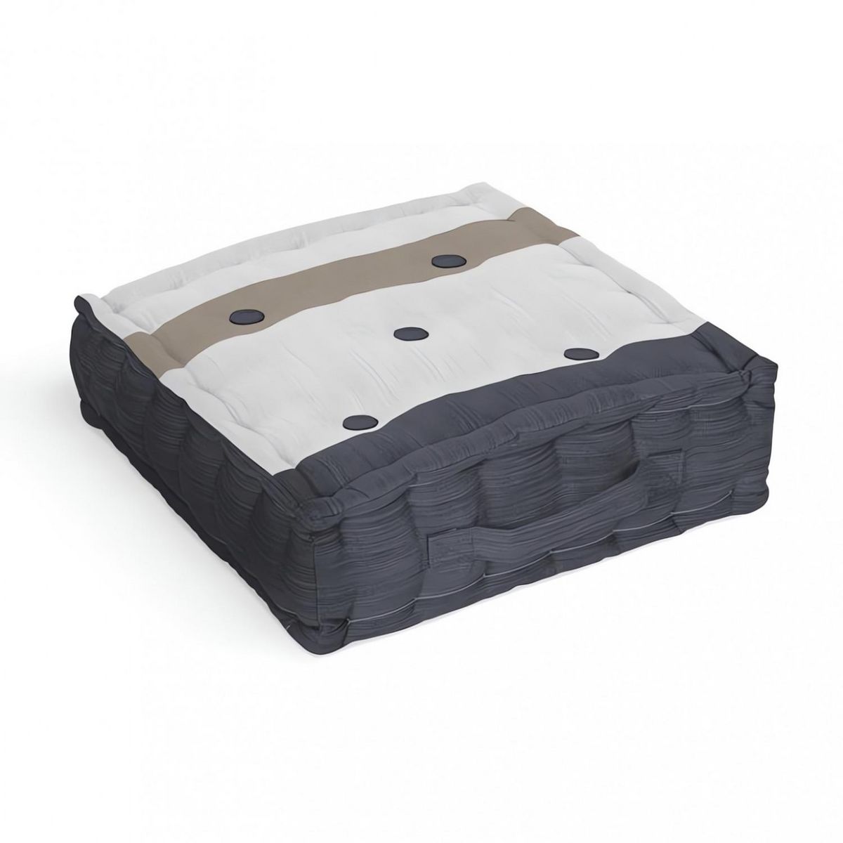 SOLEIL D'OCRE Coussin tapissier en coton 40x40x8 cm ESPRIT MARIN, par Soleil d'Ocre