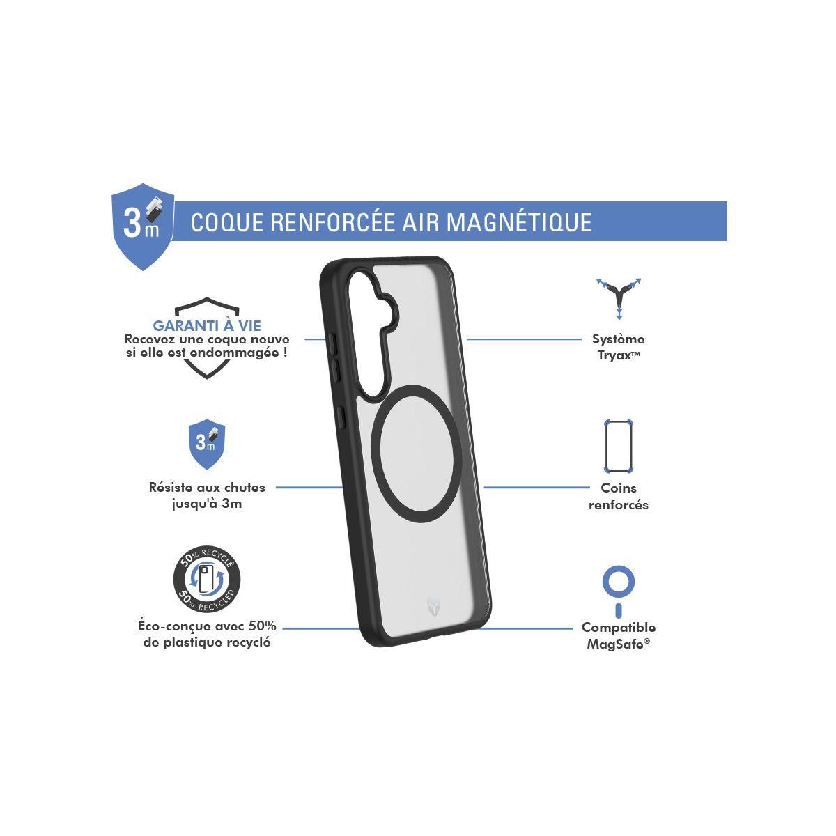 FORCE CASE Coque Samsung S24FE MagSafe Air frost Noire