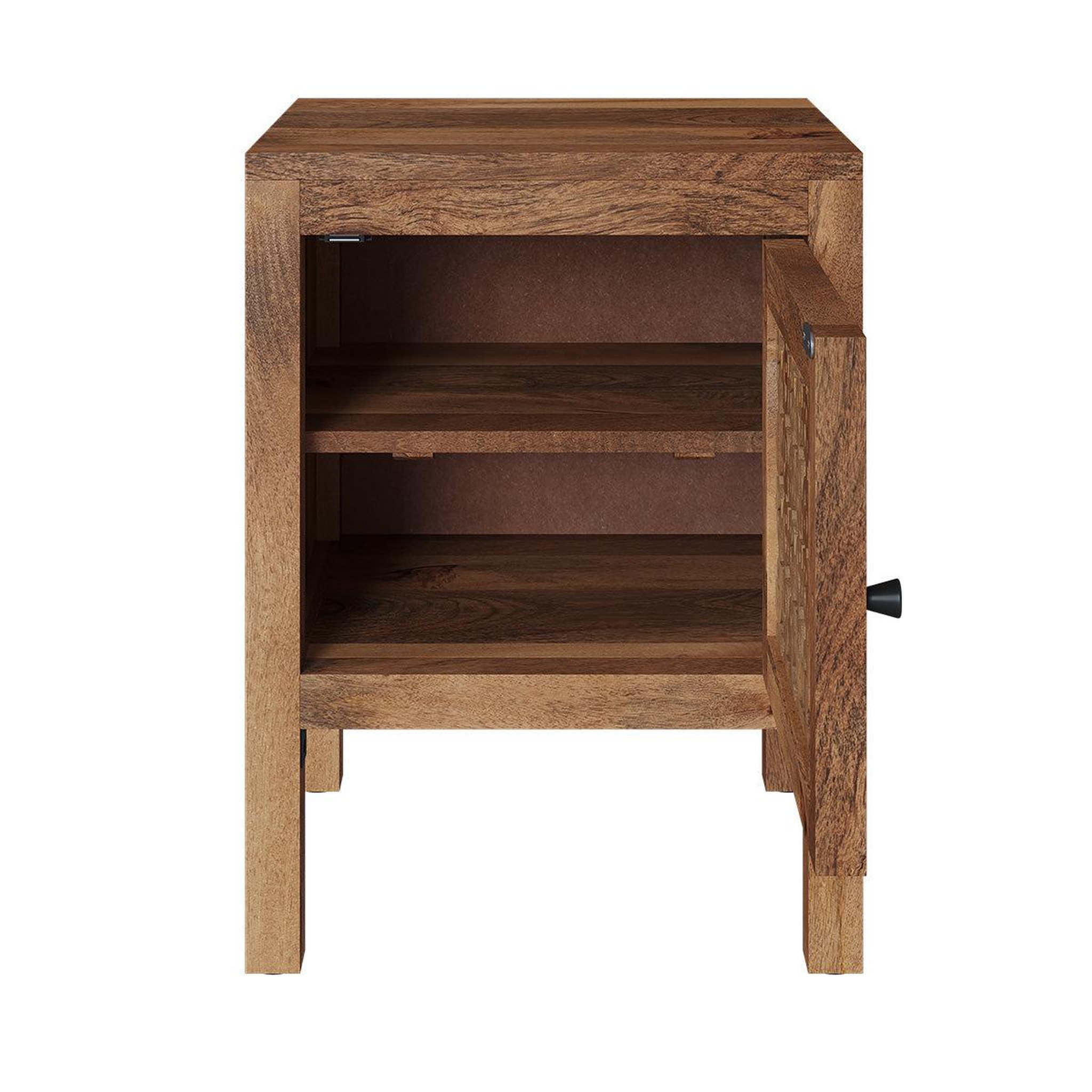 Voir la diapositive 2 : MAISON PAVANE Table de chevet ajourée en bois de manguier-Jaya