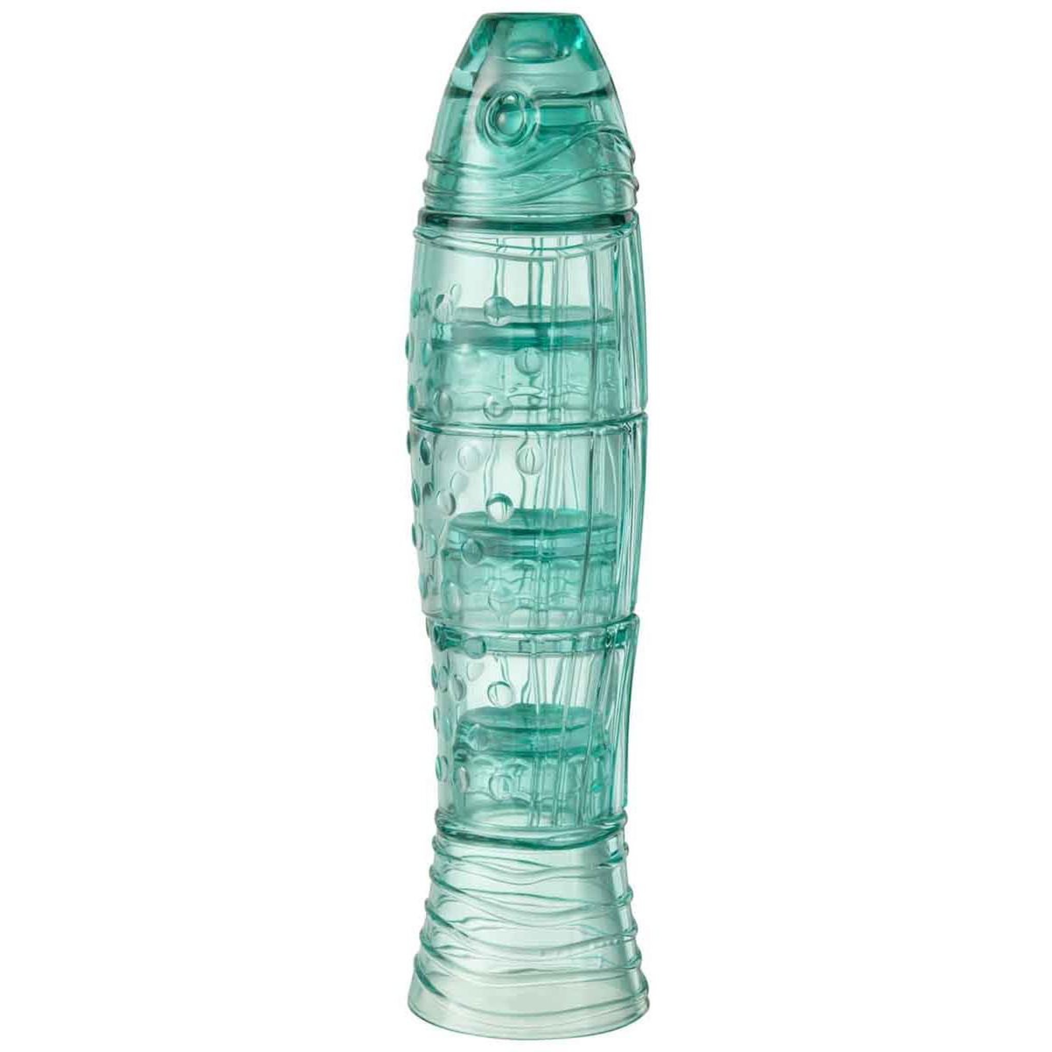 J-LINE Lot de 4 verres design  poisson  36cm bleu azur