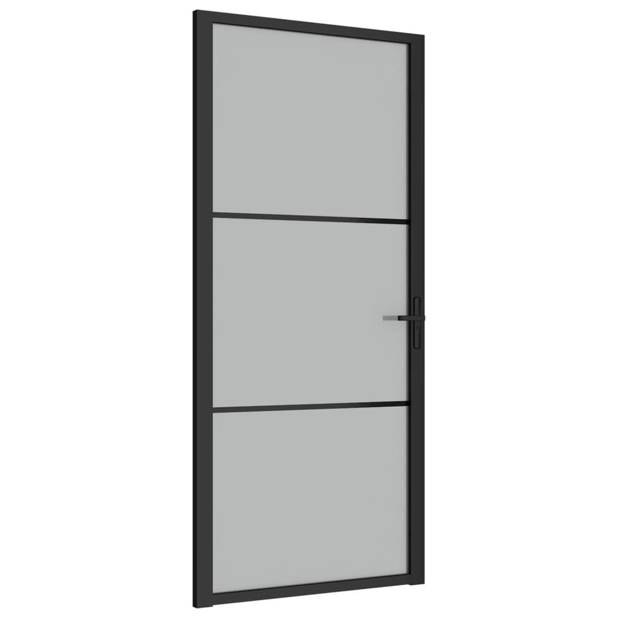 Voir la diapositive 2 : VIDAXL Porte interieure 93x201,5 cm Noir Verre mat et aluminium