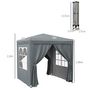 Voir la diapositive 3 : OUTSUNNY Tonnelle de jardin tente pliante barnum pop-up 2 x 2 m 4 parois latérales amovibles 2 fenêtres sac de transport gris