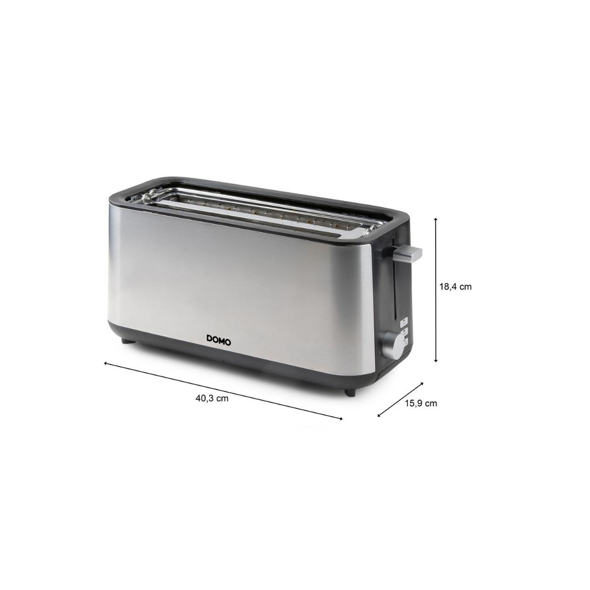 Voir la diapositive 5 : Domo Grille pains 2 fentes 1350w inox - do967t