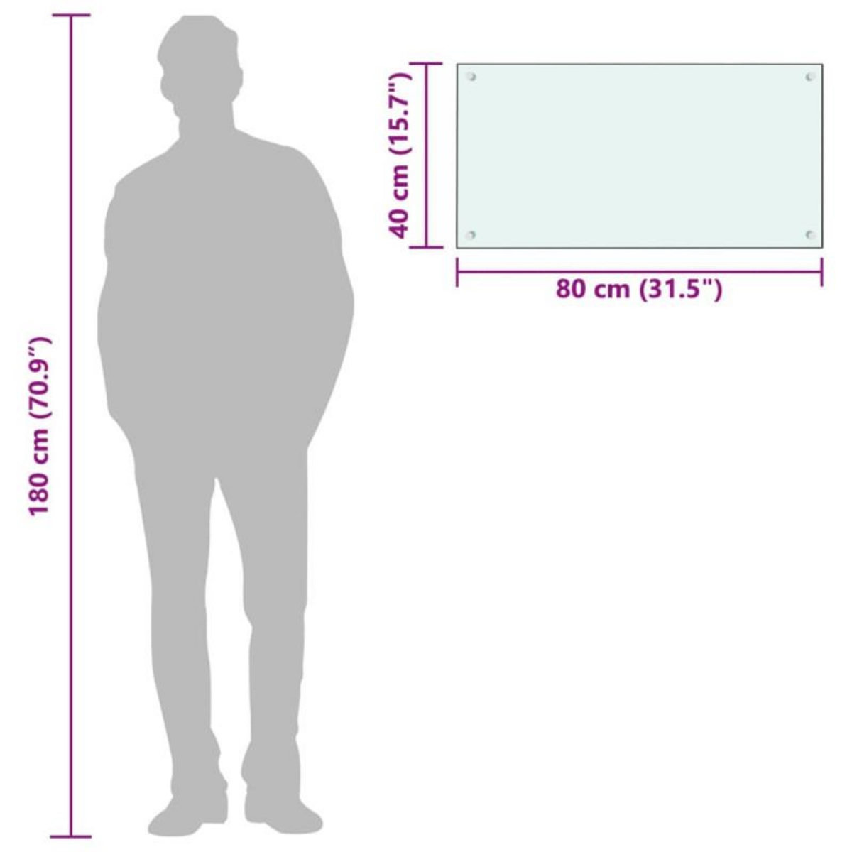VIDAXL Dosseret de cuisine Blanc 80x40 cm Verre trempé