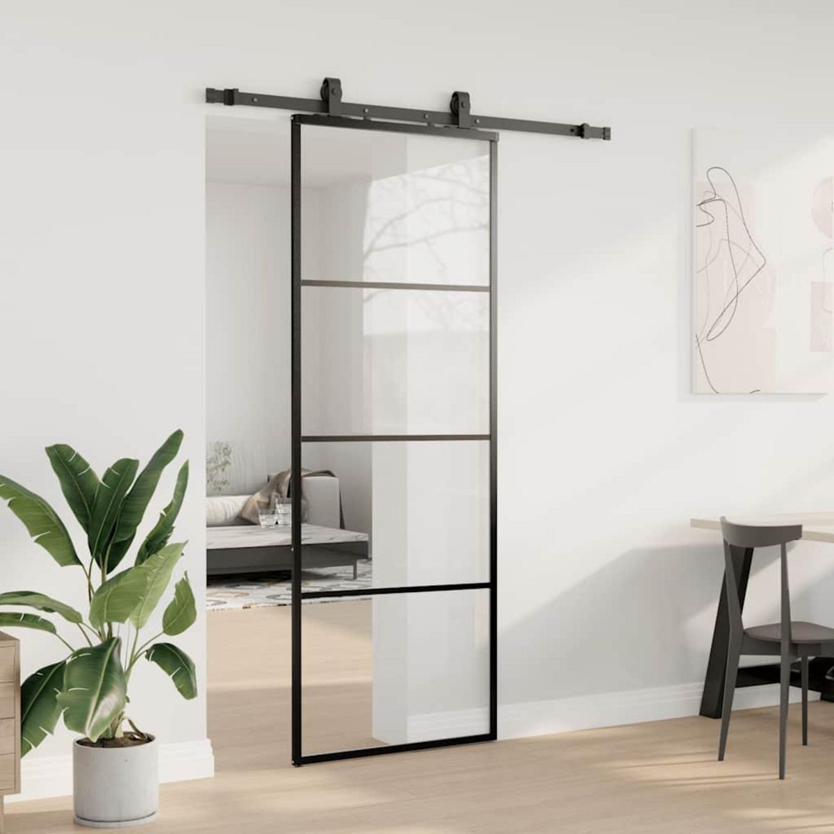 VIDAXL Porte coulissante kit de quincaillerie noir 76x205 cm verre ESG