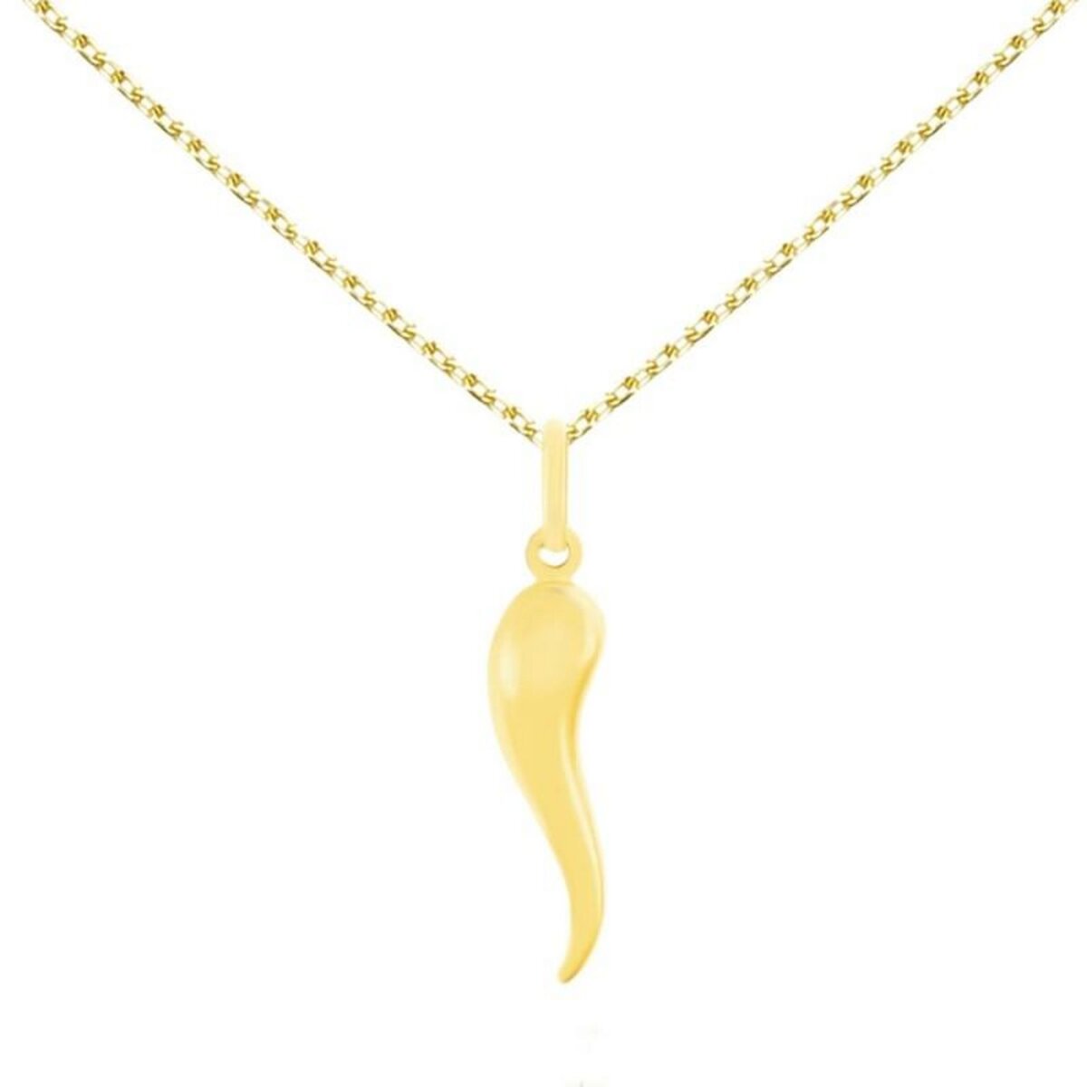 L'ATELIER D'AZUR Collier - Pendentif Or Jaune Corne d'Abondance - Chaîne Dorée Offerte