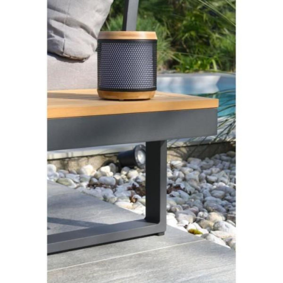 DCB GARDEN Salon de jardin modulable - Aluminium - DCB GARDEN - 4 places - TOKYO - Gris anthracite et bois d'acacia