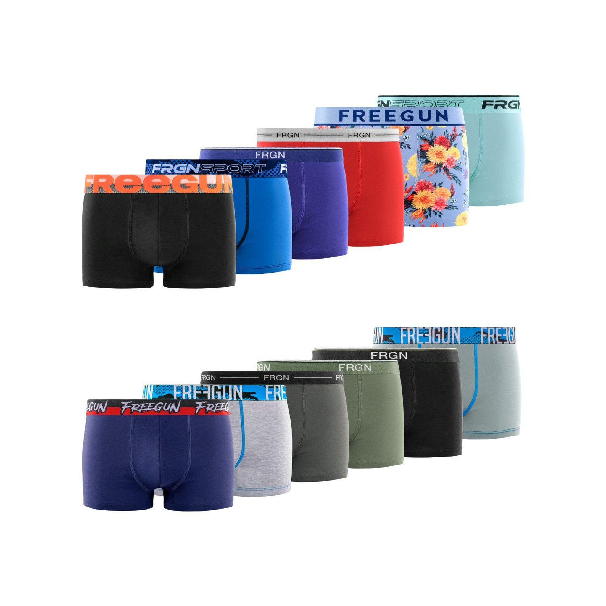 Voir la diapositive 2 : FREEGUN Lot de 12 boxers homme en coton modèles aléatoires Pack surprise