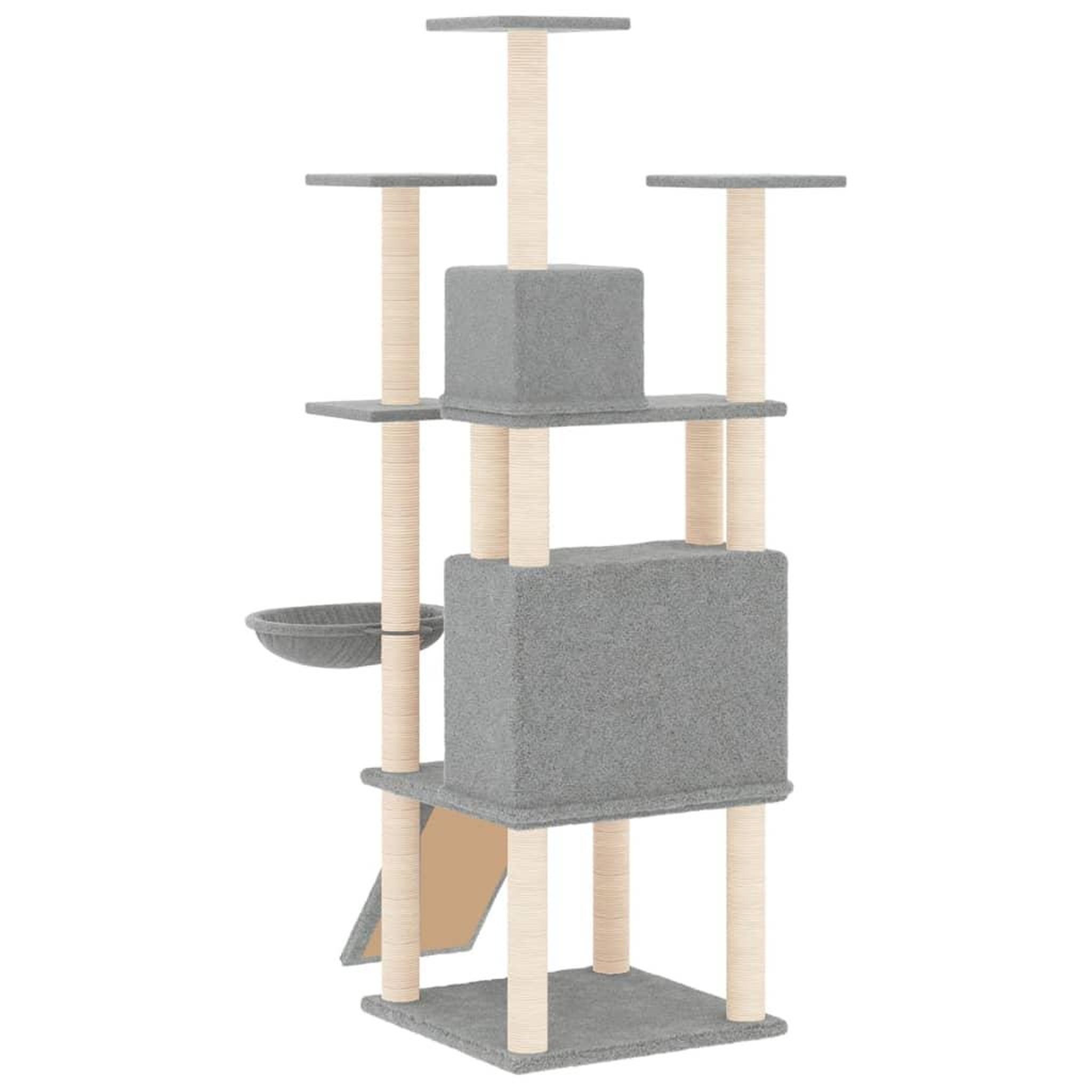 Voir la diapositive 5 : VIDAXL Arbre a chat avec griffoirs en sisal Gris clair 154 cm
