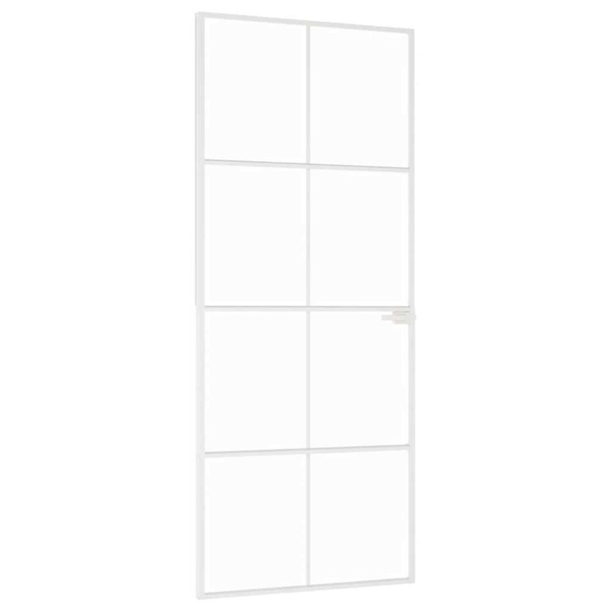 VIDAXL Porte d'interieur Blanc 83x201,5 cm Trempe verre aluminium fin