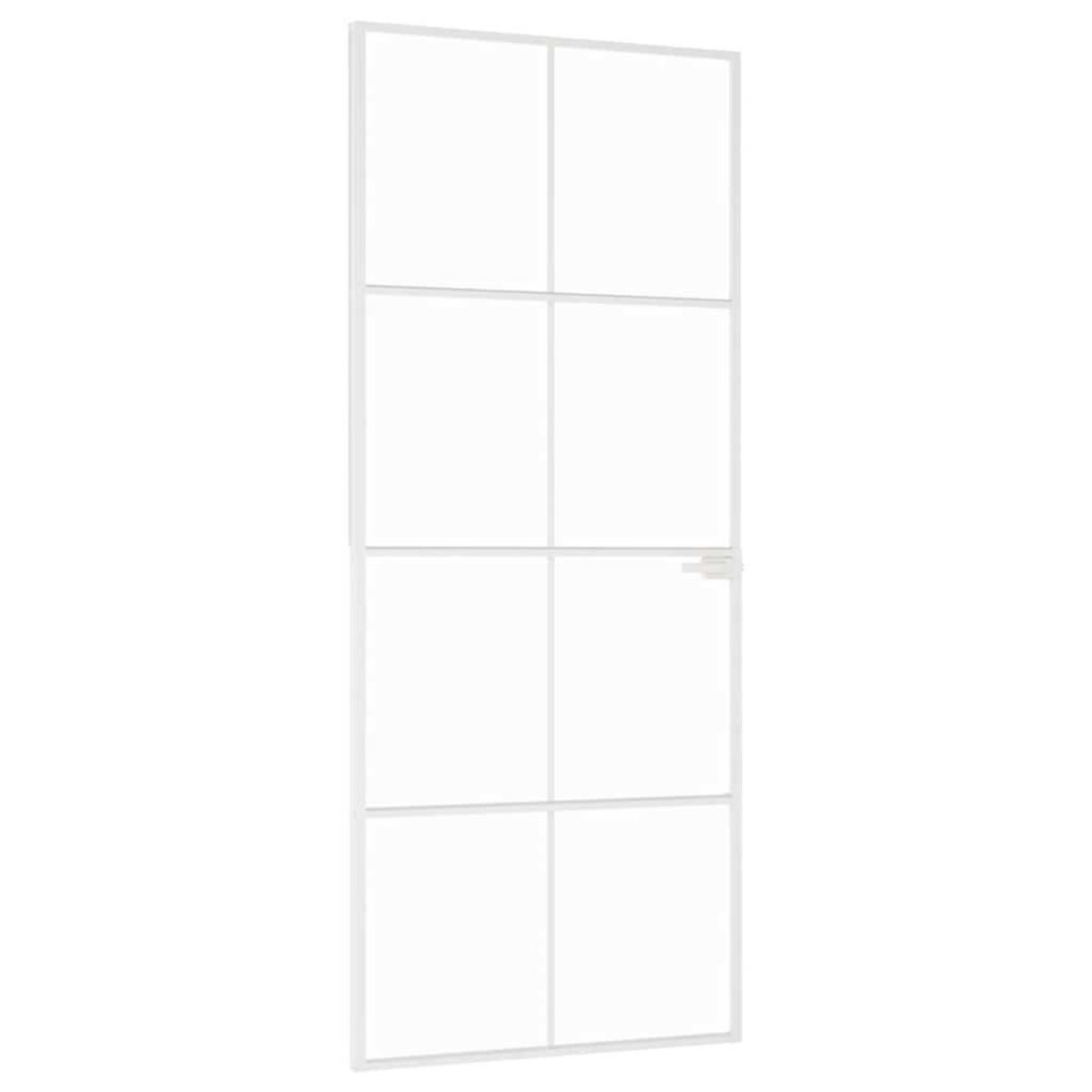 VIDAXL Porte d'interieur Blanc 83x201,5 cm Trempe verre aluminium fin