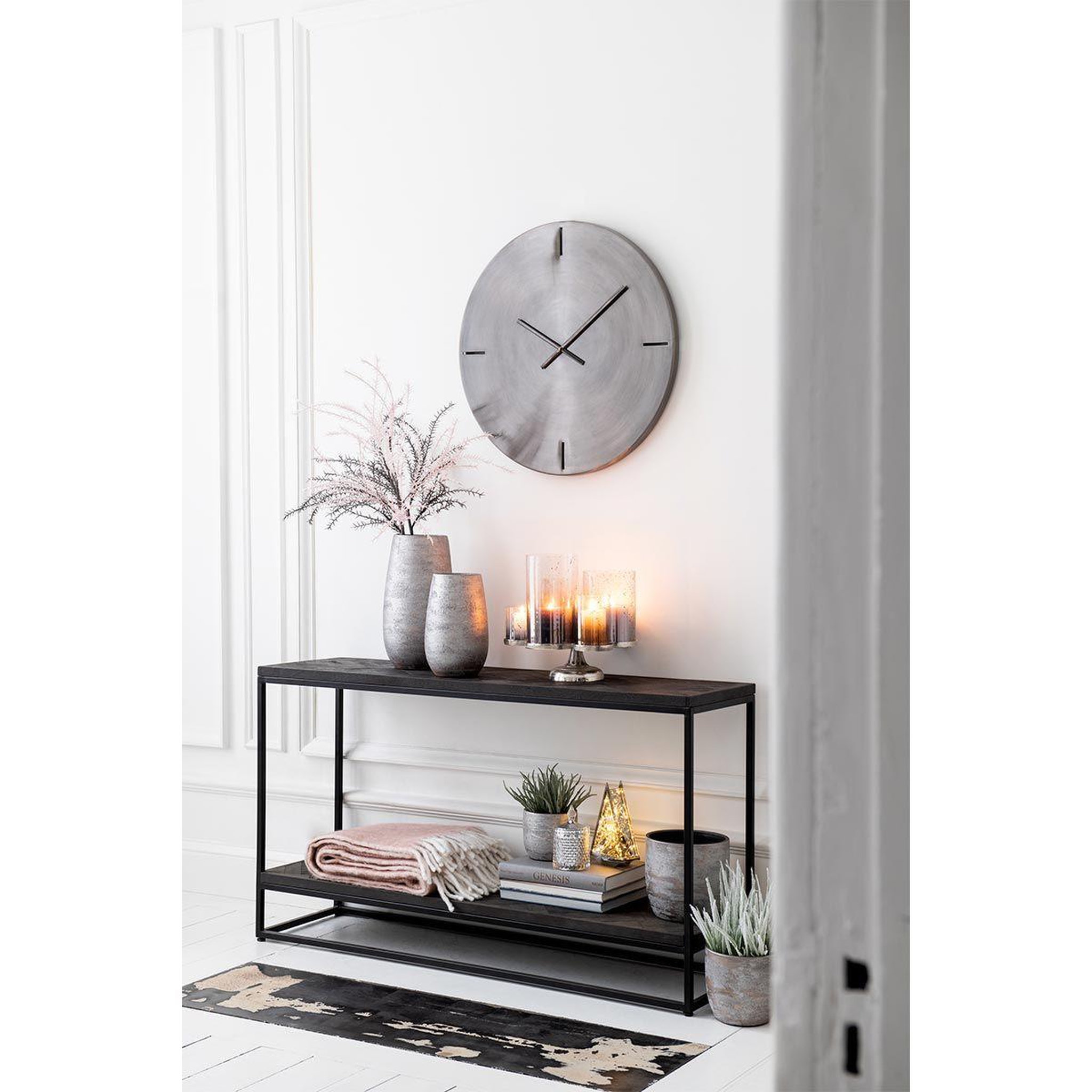 Voir la diapositive 4 : J-LINE Vase déco  irrégulier rugueux  31cm argent