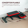 Voir la diapositive 6 : HOMCOM Banc de musculation 150L x 150l x 76H cm hauteur coussin abdominal réglable 7 niveaux dossier rembourré acier noir rouge