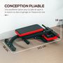 Voir la diapositive 6 : HOMCOM Banc de musculation 150L x 150l x 76H cm hauteur coussin abdominal réglable 7 niveaux dossier rembourré acier noir rouge