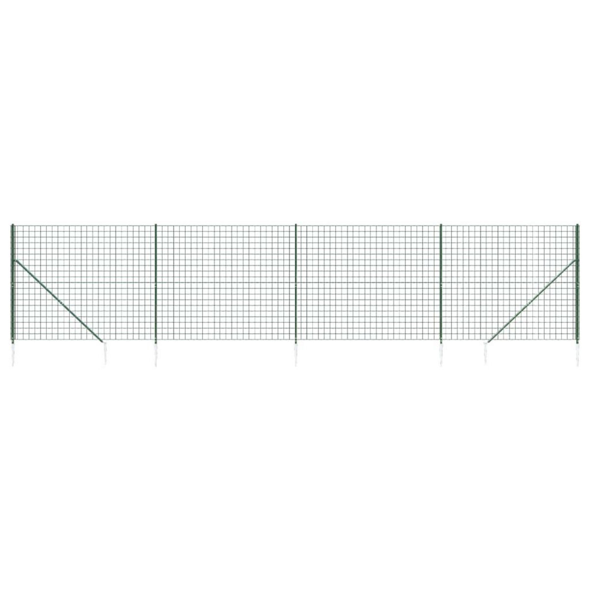 VIDAXL Cloture en treillis metallique et piquet d'ancrage vert 1,8x10m