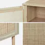 SWEEEK Table de chevet en cannage et décor bois - Camargue - 40x30x58cm - 2 niveaux - 1 porte - pieds droits